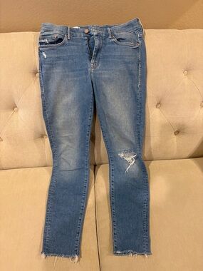 MOTHER Light Blue Distressed Skinny Jeans